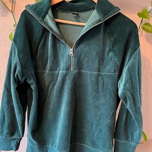 Emerald corduroy half zip sweater